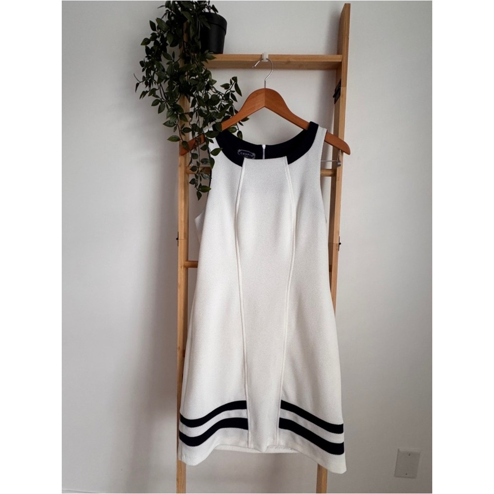 Chopin Made in Italy Shift Mini Dress Classic Sleeveless Navy Trim  Preppy Sz 4
